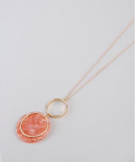 Colar-Feminino-Longo-com-Pingente-Acrilico-Marmorizado-e-Argola-Dourado-9761519-Dourado_1