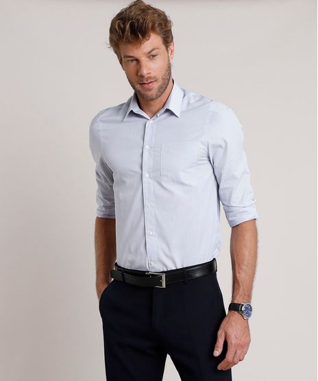 Camisa-Social-Masculina-Comfort-Maquinetada-com-Bolso-Manga-Longa-Cinza-Claro-9639463-Cinza_Claro_1