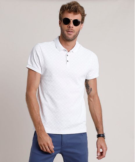 Polo-Masculina-Slim-Fit-Estampada-Floral-em-Piquet-Manga-Curta-Branca-9716702-Branco_1