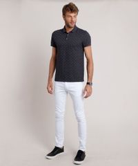 Polo-Masculina-Slim-Fit-Mini-Print-Estampada-Geometrica-em-Piquet-Manga-Curta-Cinza-Mescla-Claro-9722028-Cinza_Mescla_Claro_3