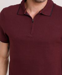 Polo-Masculina-Slim-Fit-em-Piquet-com-Ziper-Manga-Curta-Vinho-9807825-Vinho_4