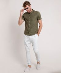 Camisa-Masculina-Tradicional-com-Bolso-Manga-Curta-Verde-Militar-9729902-Verde_Militar_3