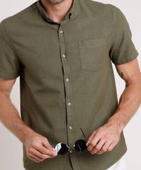 Camisa-Masculina-Tradicional-com-Bolso-Manga-Curta-Verde-Militar-9729902-Verde_Militar_4