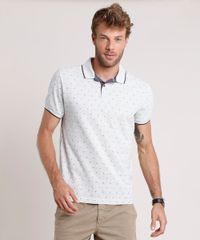Polo-Masculina-Comfort-Fit-Estampada-Mini-Print-Geometrica-em-Piquet-Manga-Curta-Cinza-Mescla-Claro-9602993-Cinza_Mescla_Claro_1