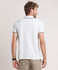 Polo-Masculina-Comfort-Fit-Estampada-Mini-Print-Geometrica-em-Piquet-Manga-Curta-Cinza-Mescla-Claro-9602993-Cinza_Mescla_Claro_2