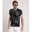 Camiseta-Masculina-Slim-Fit-Estampada-de-Tigre-com-Folhagem-Manga-Curta-Gola-Careca-Preta-9724023-Preto_1