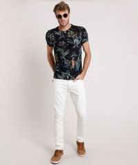 Camiseta-Masculina-Slim-Fit-Estampada-de-Tigre-com-Folhagem-Manga-Curta-Gola-Careca-Preta-9724023-Preto_3
