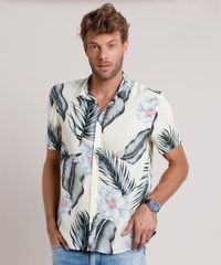 Camisa-Masculina-Relaxed-Estampada-de-Folhagem-com-Flores-Manga-Curta-Amarela-Claro-9645928-Amarelo_Claro_1