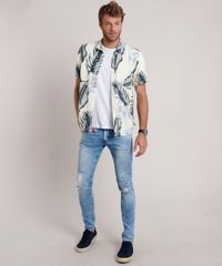 Camisa-Masculina-Relaxed-Estampada-de-Folhagem-com-Flores-Manga-Curta-Amarela-Claro-9645928-Amarelo_Claro_3
