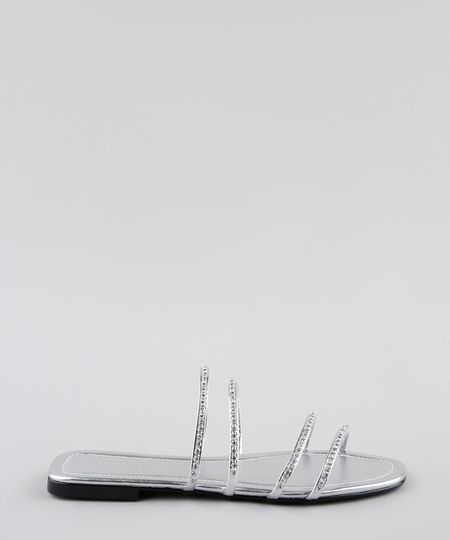 Rasteirinha-Feminina-Oneself-Metalizada-com-Strass-Prateada-9801659-Prateada_1