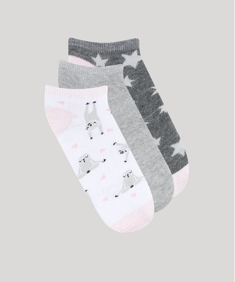 Kit-de-3-Meias-Femininas-Cano-Baixo-Bicho-Preguica-Multicor-9857273-Multicor_1