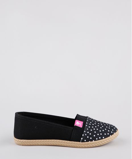 Espadrille-Infantil-Molekinha-com-Poa-e-Elastico-Preta-9902822-Preto_1