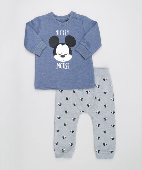 Conjunto-de-Camiseta-Azul---Calca-em-Moletom-Estampada-Mickey-Cinza-Mescla-8495618-Cinza_Mescla_1