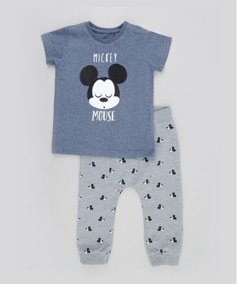 Conjunto-de-Camiseta-Azul---Calca-em-Moletom-Estampada-Mickey-Cinza-Mescla-8497649-Cinza_Mescla_1