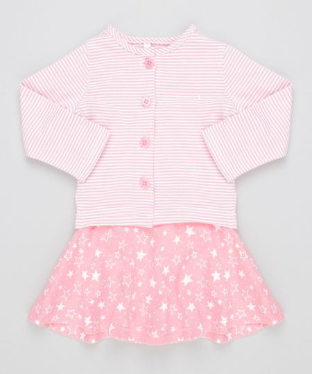 Conjunto-de-Vestido-Estampado---Cardigan-Listrado-em-Algodao---Sustentavel-Rosa-Claro-8492128-Rosa_Claro_1