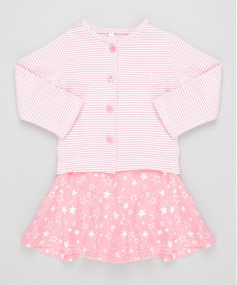 Conjunto-de-Vestido-Estampado---Cardigan-Listrado-em-Algodao---Sustentavel-Rosa-Claro-8492128-Rosa_Claro_1