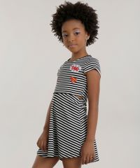 Vestido-Listrado--com-Patchs-Mulher-Maravilha-Preto-8602359-Preto_1