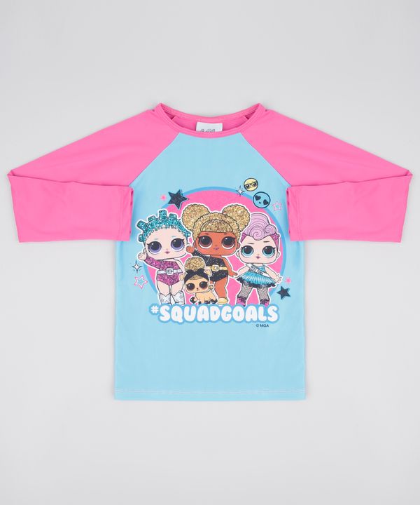 Blusa de Praia Infantil LOL Surprise Raglan Manga Longa com Proteção UV50+ Rosa 8
