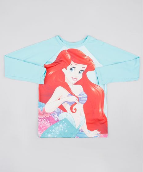 Blusa-de-Praia-Infantil-Pequena-Sereia-Ariel-Raglan-Manga-Longa-com-Protecao-UV50--Verde-Agua-9804922-Verde_Agua_1