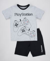 Pijama-Infantil-Playstation-Manga-Curta-Cinza-Mescla-Claro-9762470-Cinza_Mescla_Claro_1