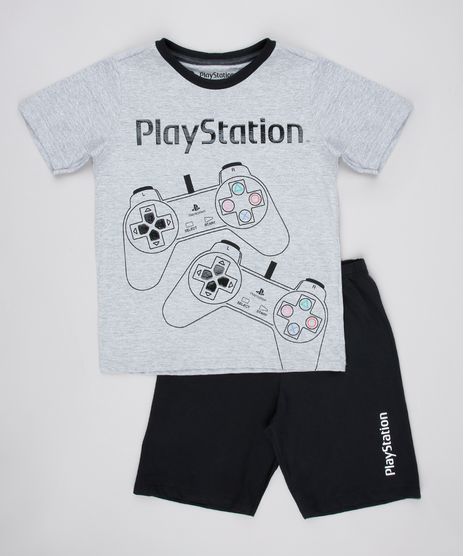 Pijama-Infantil-Playstation-Manga-Curta-Cinza-Mescla-Claro-9762470-Cinza_Mescla_Claro_1