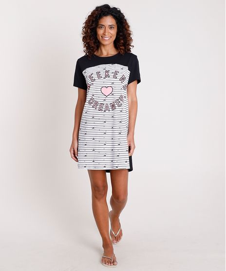 Camisola-Feminina-Cachorros--Weekend-Dreamer--Manga-Curta-Preta-9778255-Preto_1
