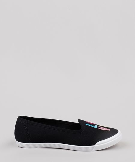 Slipper-Infantil-Molekinha--Love--com-Bordado-e-Paete-Preto-9902823-Preto_1