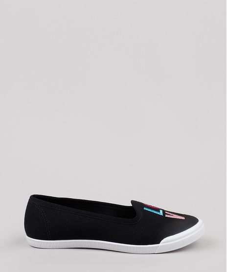 Slipper-Infantil-Molekinha--Love--com-Bordado-e-Paete-Preto-9902823-Preto_1