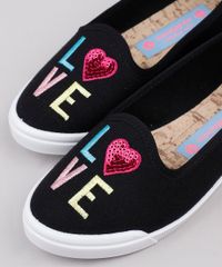 Slipper-Infantil-Molekinha--Love--com-Bordado-e-Paete-Preto-9902823-Preto_2