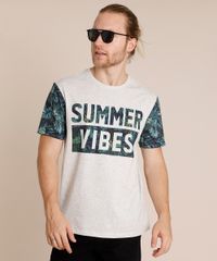 Camiseta-Masculina--Summer-Vibes--com-Estampa-de-Folhagem-Manga-Curta-Gola-Careca-Cinza-Mescla-Claro-9760045-Cinza_Mescla_Claro_1