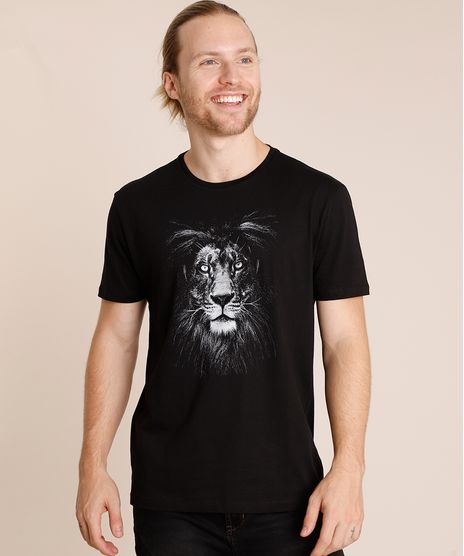 Camiseta-Masculina-Leao-Manga-Curta-Gola-Careca-Preta-9852342-Preto_1