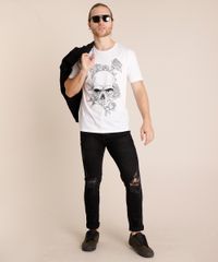Camiseta-Masculina-Caveira-com-Flores-Manga-Curta-Gola-Careca-Branca-9852343-Branco_3