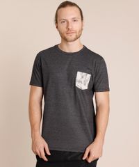 Camiseta-Masculina-com-Bolso-Estampado-de-Folhagem-Manga-Curta-Gola-Careca-Cinza-Mescla-Escuro-9846752-Cinza_Mescla_Escuro_1