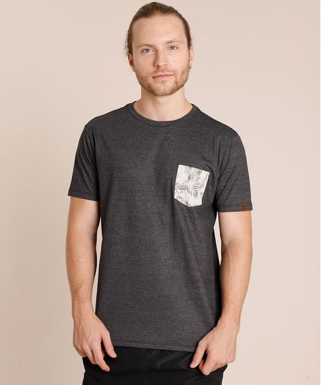 Camiseta-Masculina-com-Bolso-Estampado-de-Folhagem-Manga-Curta-Gola-Careca-Cinza-Mescla-Escuro-9846752-Cinza_Mescla_Escuro_1