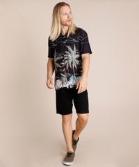 Camisa-Masculina-Tradicional-Estampada-Coqueiros-Noturnos-Manga-Curta-Preta-9851494-Preto_3