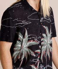 Camisa-Masculina-Tradicional-Estampada-Coqueiros-Noturnos-Manga-Curta-Preta-9851494-Preto_4