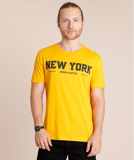 Camiseta-Masculina--New-York--Manga-Curta-Gola-Careca-Mostarda-9726516-Mostarda_1