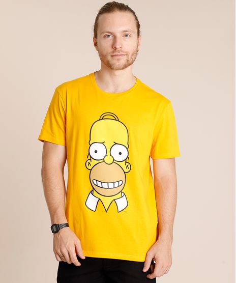 Camiseta-Masculina-Homer-Simpson-Manga-Curta-Gola-Careca-Mostarda-9852346-Mostarda_1