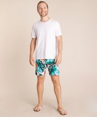 Bermuda-Surf-Masculina-Reta-Estampada-de-Folhagens-Verde-Escuro-9754289-Verde_Escuro_3