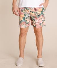 Bermuda-Masculino-Reta-Estampado-Floral-com-Bolso-Rosa-9759781-Rosa_1