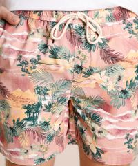 Bermuda-Masculino-Reta-Estampado-Floral-com-Bolso-Rosa-9759781-Rosa_2