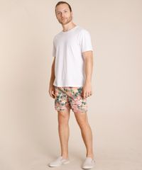 Bermuda-Masculino-Reta-Estampado-Floral-com-Bolso-Rosa-9759781-Rosa_3