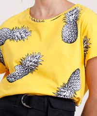 Blusa-Feminina-Carnaval-Estampada-de-Abacaxi-Manga-Curta-Decote-Redondo-Amarela-9704099-Amarelo_4