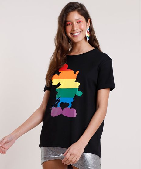 Blusa-Feminina-Carnaval-Mickey-Arco-Iris-Manga-Curta-Decote-Redondo-Preta-9837259-Preto_1