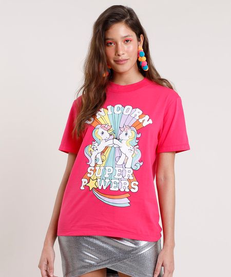 Blusa-Feminina-Carnaval-My-Little-Pony-Manga-Curta-Decote-Redondo-Rosa-Escuro-9837258-Rosa_Escuro_1