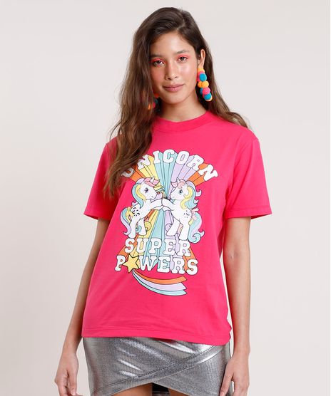 Blusa-Feminina-Carnaval-My-Little-Pony-Manga-Curta-Decote-Redondo-Rosa-Escuro-9837258-Rosa_Escuro_1