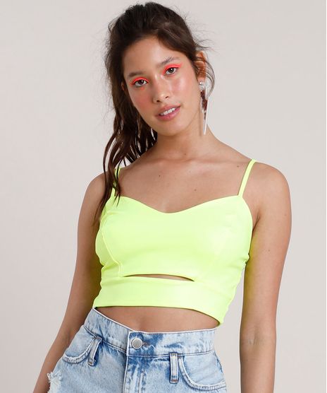 Top-Cropped-Feminino-com-Vazado-Alca-Fina-Decote-V-Amarelo-Neon-9723820-Amarelo_Neon_1