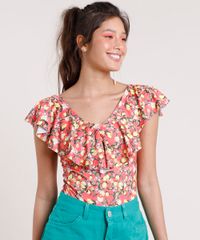 Body-Feminino-Carnaval-Estampado-de-Limoes-com-Babado-Alca-Larga-Decote-Redondo-Coral-9792828-Coral_1