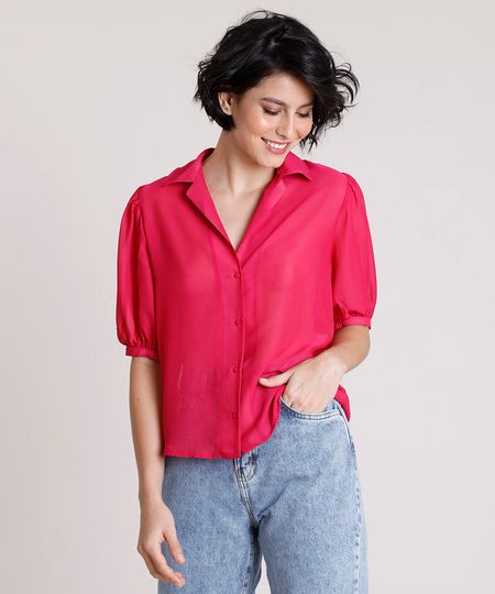 Camisa-Feminina-Mindset-Ampla-com-Transparencia-Manga-Bufante-Rosa-Escuro-9909286-Rosa_Escuro_1