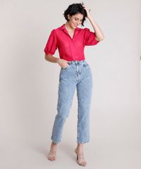 Camisa-Feminina-Mindset-Ampla-com-Transparencia-Manga-Bufante-Rosa-Escuro-9909286-Rosa_Escuro_3